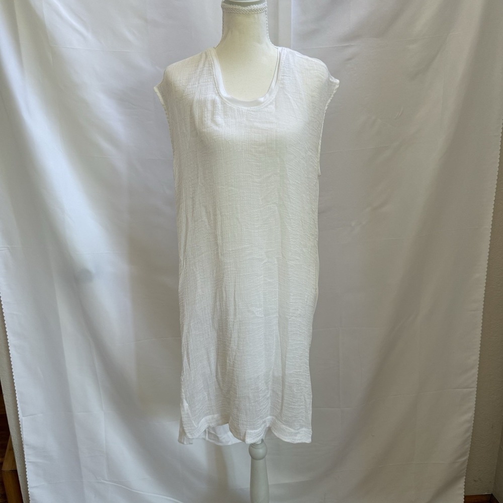 Helmut Lang White Sleeveless Dress - Size S Sheer Lined Breezy Resort